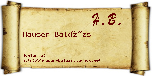 Hauser Balázs névjegykártya