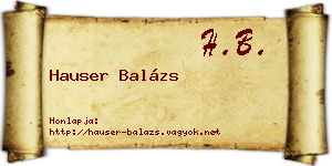 Hauser Balázs névjegykártya
